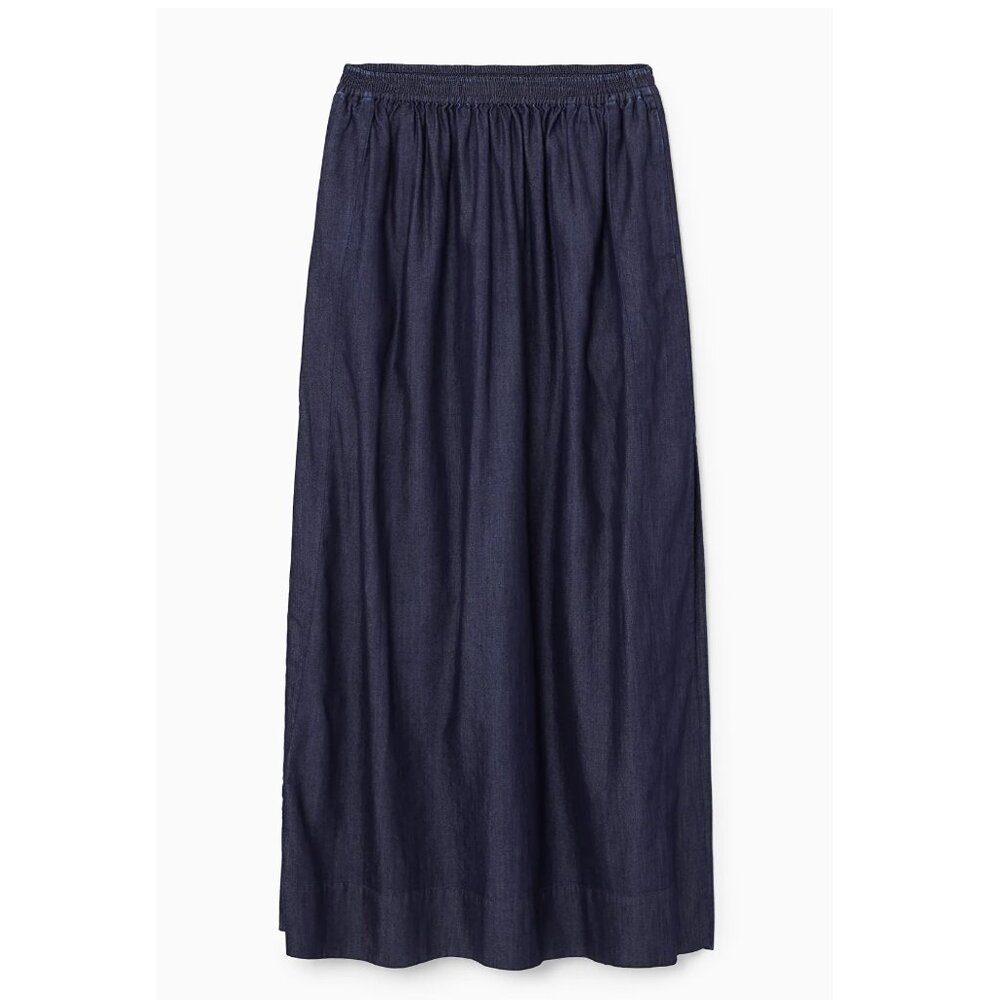 COS Gathered Denim Maxi Skirt Size 8 NWOT